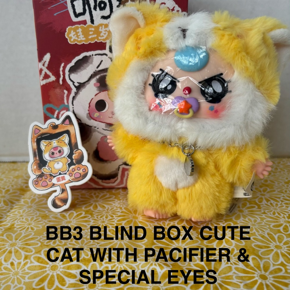 BABY3 BLIND BOX CATS & DOGS CUTE KITTY WITH PACIFIER & SPECIAL EYES